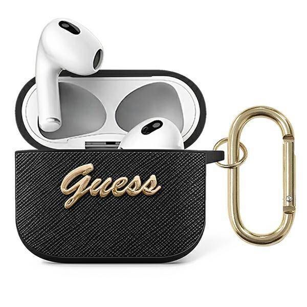 Case Guess GUA3SASMK AirPods 3 black Saffiano Script Metal Collection