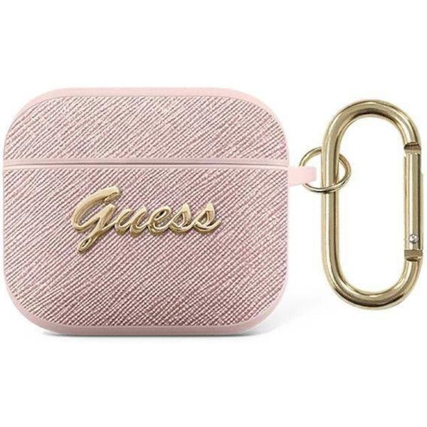 Coque Guess GUA3SASMP AirPods 3 rose Saffiano Script Metal Collection