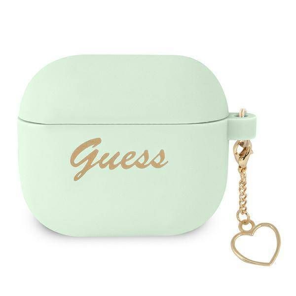 Case Guess GUA3LSCHSN AirPods 3 green Silicone Charm Heart Collection