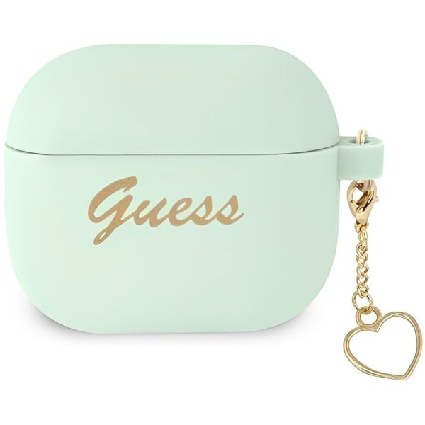 Coque Guess GUA3LSCHSN AirPods 3 vert Silicone Charm Heart Collection