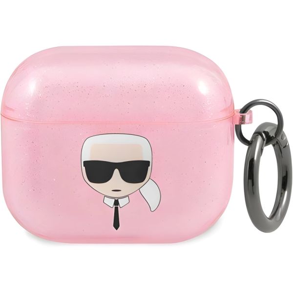 Coque Karl Lagerfeld KLA3UKHGP AirPods 3 rose Glitter Karl`s Head