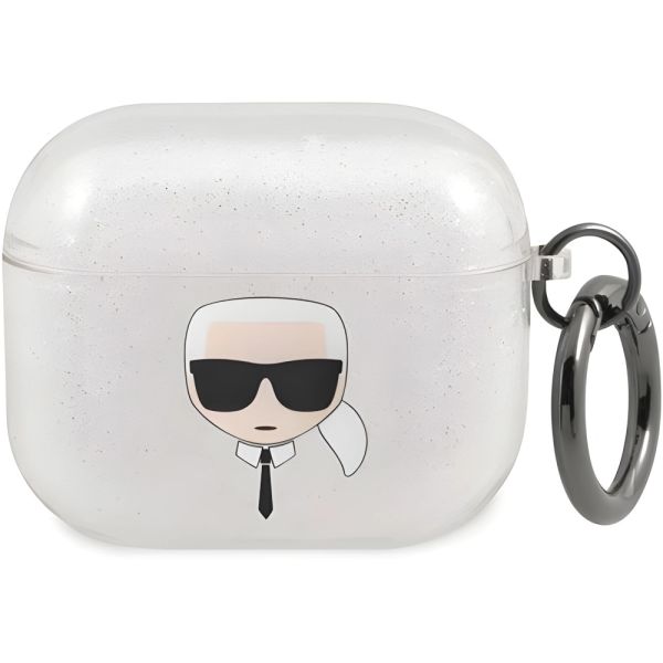 Coque Karl Lagerfeld KLA3UKHGS AirPods 3 argent Glitter Karl`s Head