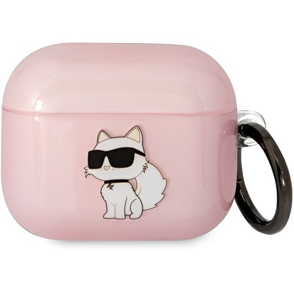 Coque Karl Lagerfeld KLA3HNCHTCP Airpods 3 rose Ikonik Choupette