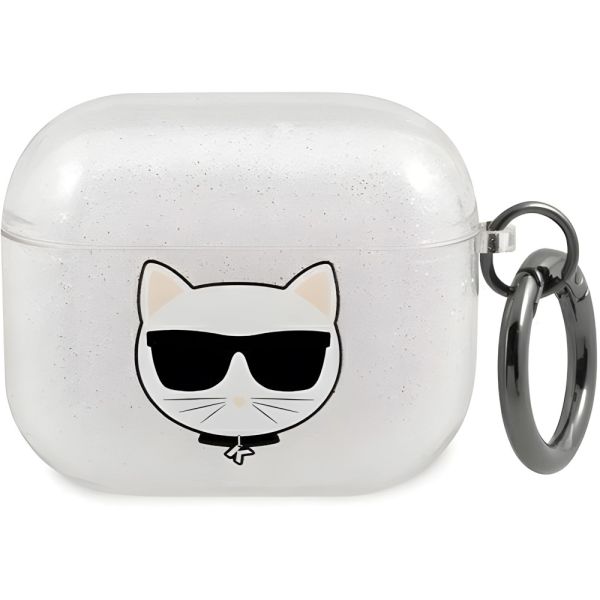 Coque Karl Lagerfeld KLA3UCHGS AirPods 3 argent Glitter Choupette