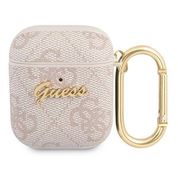 Case Guess GUA24GSMP AirPods 1/2 pink 4G Script Metal Collection
