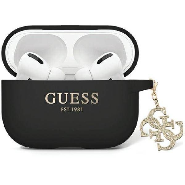 Coque Guess GUAP2LECG4K AirPods Pro 2 (2022/2023) noir Liquid Silicone Glitter Triangle Charm