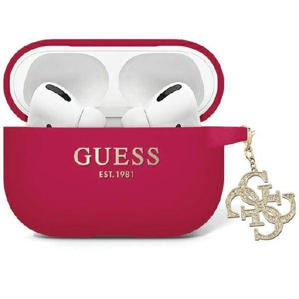 Case Guess GUAP2LECG4M AirPods Pro 2 (2022/2023) magenta Liquid Silicone Glitter Triangle Charm