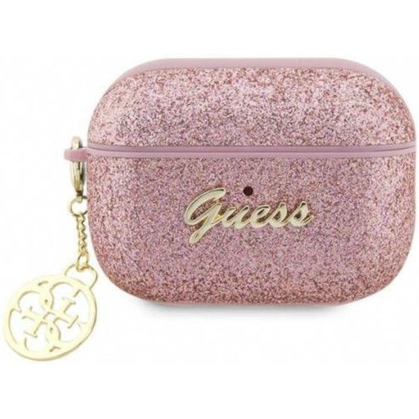 Coque Guess AirPods Pro 2 (2022/2023) rose Glitter Flake 4G Charm