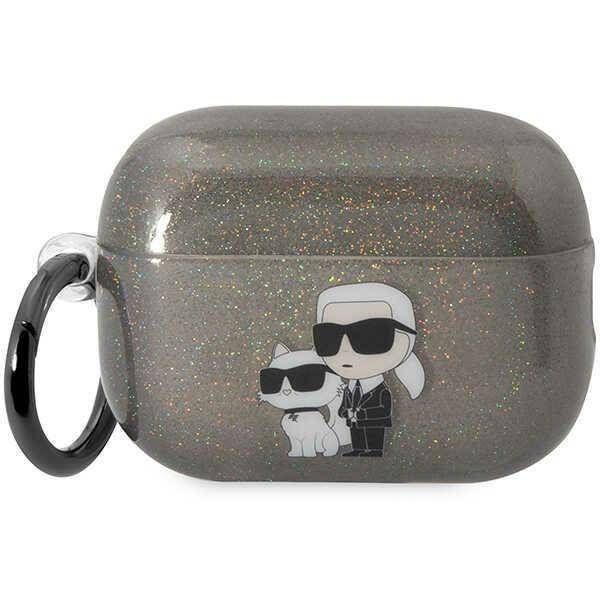 Coque Karl Lagerfeld KLAP2HNKCTGK Airpods Pro 2 (2022/2023) noir Glitter Karl&Choupette