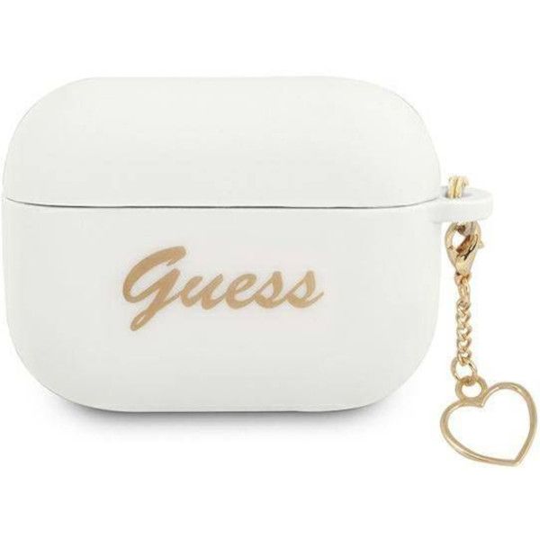 Coque Guess GUAPLSCHSH AirPods Pro blanc Silicone Charm Heart Collection