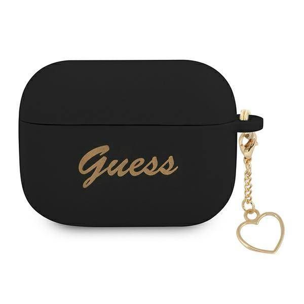 Case Guess GUAPLSCHSK AirPods Pro black Silicone Charm Heart Collection