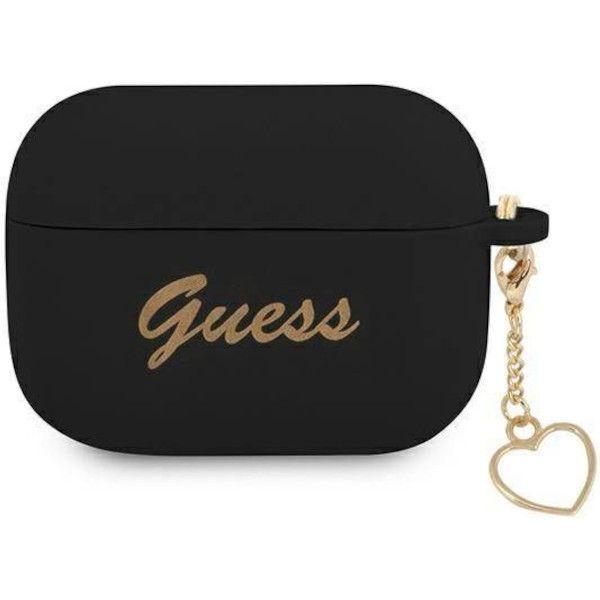Coque Guess GUAPLSCHSK AirPods Pro noir Silicone Charm Heart Collection