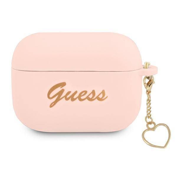 Case Guess GUAPLSCHSP AirPods Pro pink Silicone Charm Heart Collection