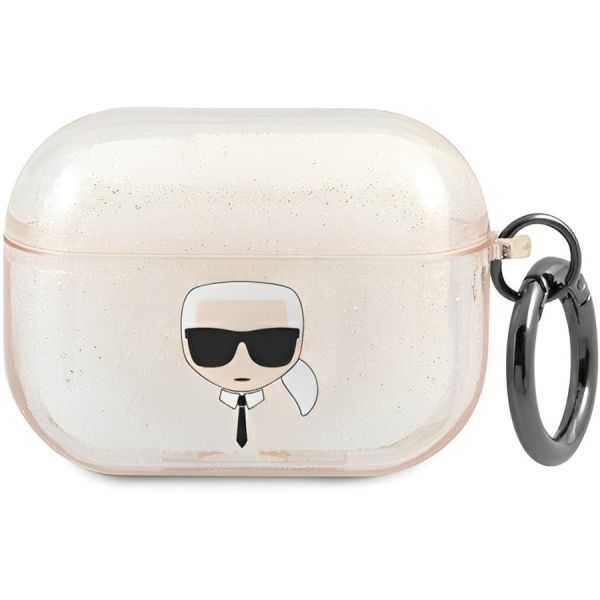 Coque Karl Lagerfeld KLAPUKHGD AirPods Pro or Glitter Karl`s Head