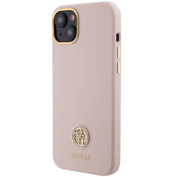 Coque Guess iPhone 15/14/13 6.1" rose hardcase Silicone Logo Strass 4G