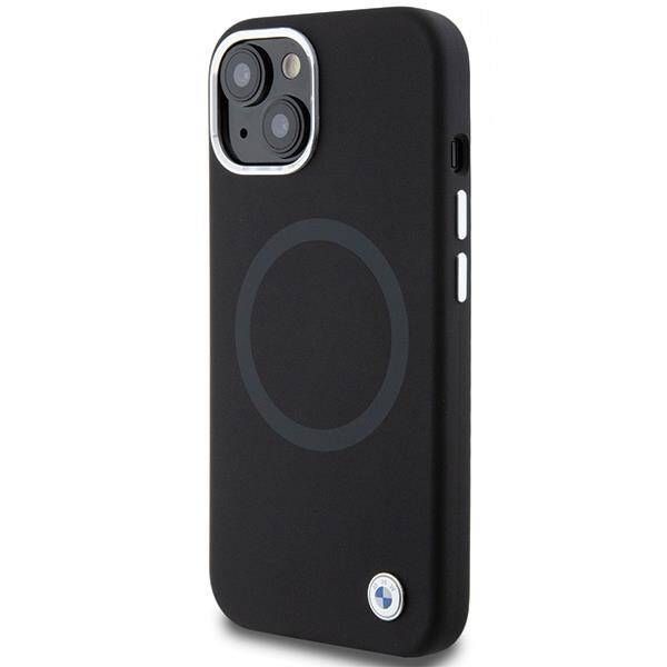 Coque BMW iPhone 15 Plus/14 Plus 6.7" noir Signature Liquid Silicone MagSafe