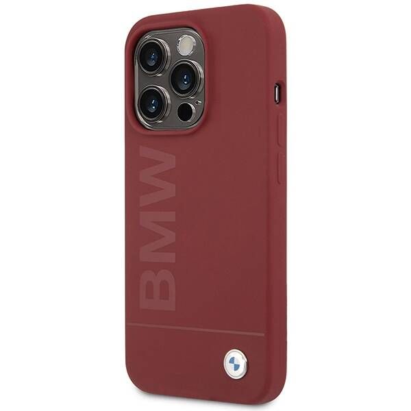 Coque BMW iPhone 15 Pro 6.1" rouge hardcase Silicone Big Logo MagSafe