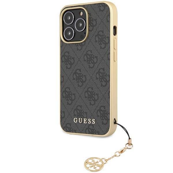 Coque Guess iPhone 15 Pro 6.1" gris hardcase 4G Charms Collection