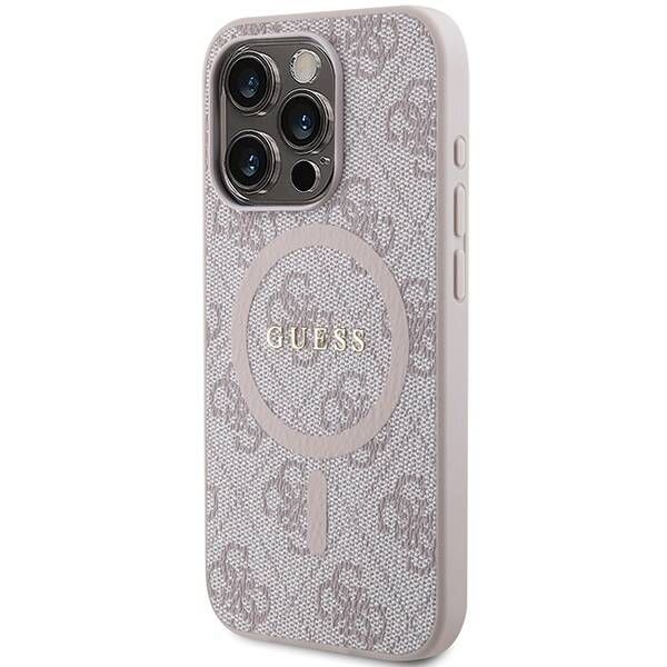 Coque Guess  iPhone 15 Pro 6.1" rose hardcase 4G Collection Leather Metal Logo MagSafe