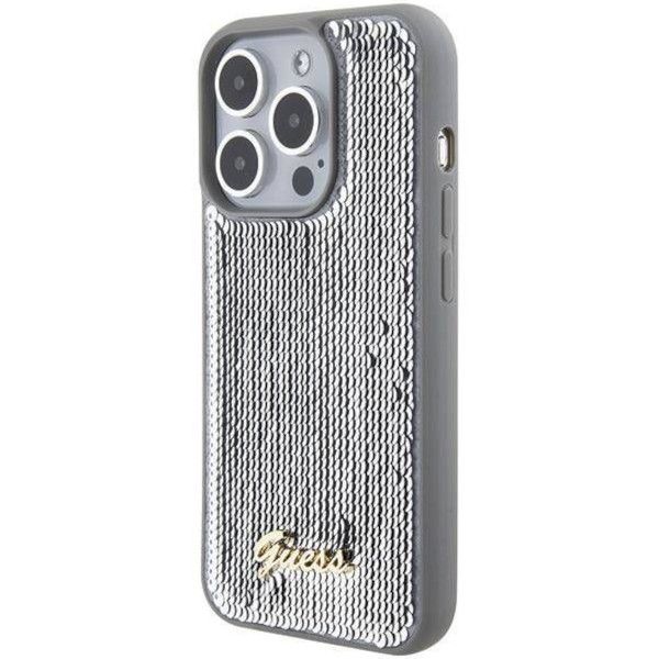 Coque Guess iPhone 15 Pro 6.1" argent hardcase Sequin Script Metal