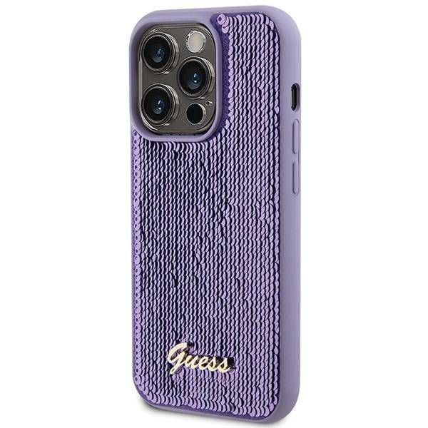 Coque Guess iPhone 15 Pro Max 6.7" purple hardcase Sequin Script Metal