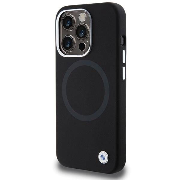 Coque BMW  iPhone 15 Pro Max 6.7" noir Signature Liquid Silicone MagSafe