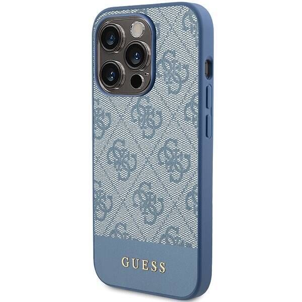 Coque Guess iPhone 15 Pro Max 6.7" bleu hardcase 4G Stripe Collection