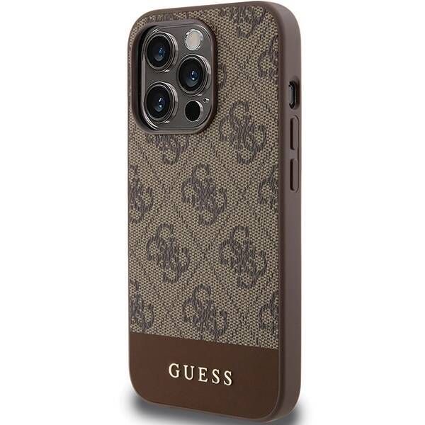 Coque Guess iPhone 15 Pro Max 6.7" marron hardcase 4G Stripe Collection