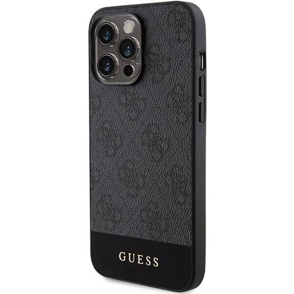 Coque Guess iPhone 15 Pro Max 6.7" gris hardcase 4G Stripe Collection