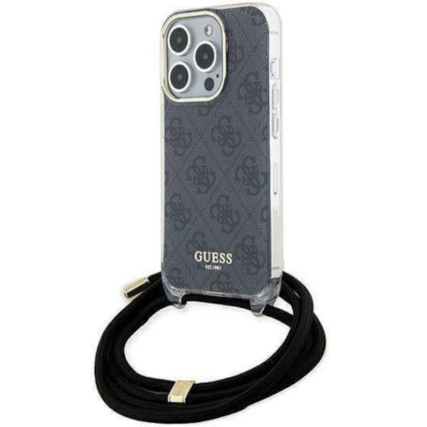 Coque Guess iPhone 15 Pro Max 6.7" noir hardcase Crossbody Cord 4G Print