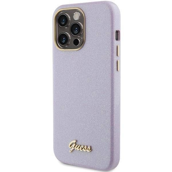 Coque Guess iPhone 15 Pro Max 6.7" lilac hardcase Glitter Glossy Script