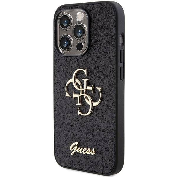 Coque Guess iPhone 15 Pro Max 6.7" noir hardcase Glitter Script Big 4G