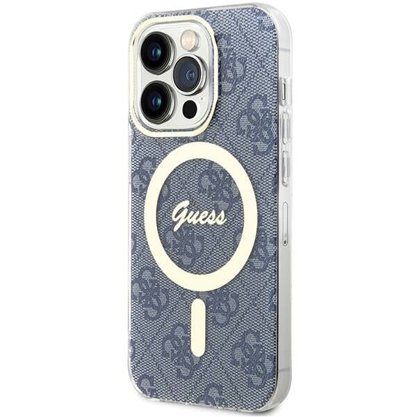Coque Guess iPhone 15 Pro Max 6.7" bleu hardcase IML 4G MagSafe