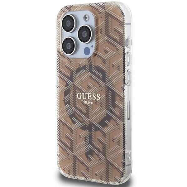 Coque Guess iPhone 15 Pro Max 6.7" marron hardcase IML GCube MagSafe