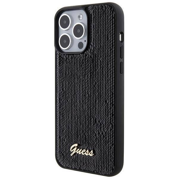 Coque Guess iPhone 15 Pro Max 6.7" noir hardcase Sequin Script Metal