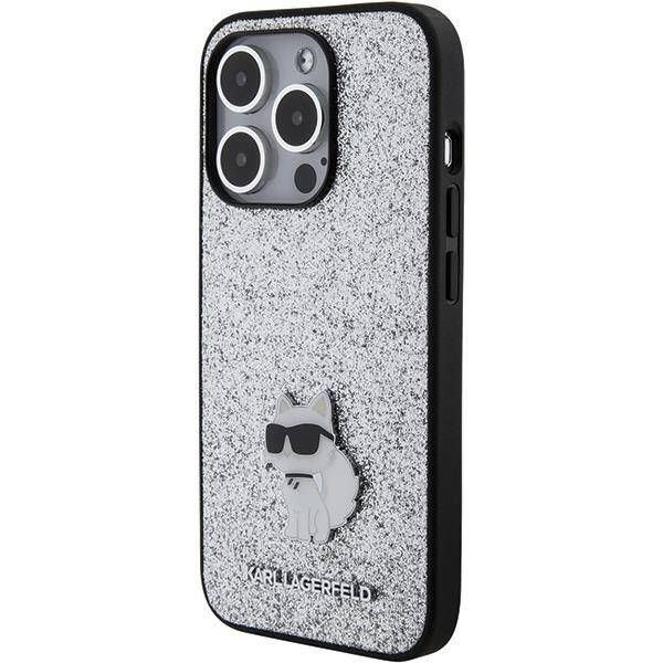 Coque Karl Lagerfeld KLHCP15XGCNPSG iPhone 15 Pro Max 6.7" argent hardcase Fixed Glitter Choupette Logo Metal Pin