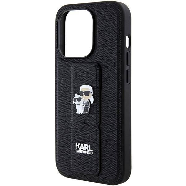 Coque Karl Lagerfeld KLHCP15XGSAKCPK iPhone 15 Pro Max 6.7" noir hardcase Gripstand Saffiano Karl&Choupette Pins