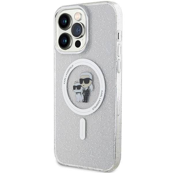 Coque Karl Lagerfeld KLHMP15XHGKCNOT iPhone 15 Pro Max 6.7" transparent hardcase Karl&Choupette Glitter MagSafe