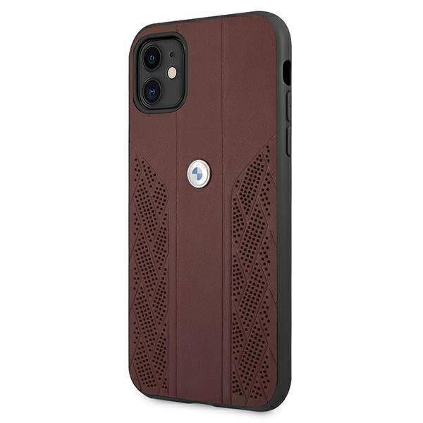 Case BMW  iPhone 11/Xr 6,1" red hardcase Leather Curve Perforate