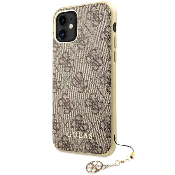 Coque Guess iPhone 11/Xr 6,1" marron hard case 4G Charms Collection