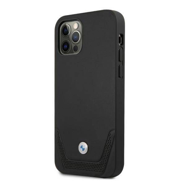 Case BMW iPhone 12/12 Pro 6,1" black hardcase Leather Perforate