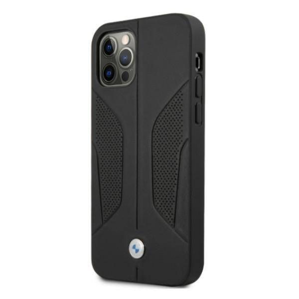 Case BMW iPhone 12/12 Pro 6,1" black hardcase Leather Perforate Sides