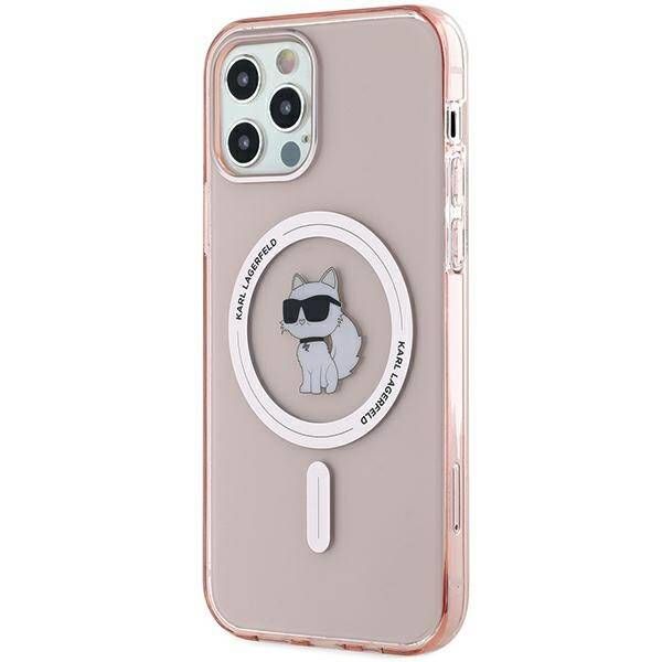 Coque Karl Lagerfeld iPhone 12/12 Pro rose Hardcase IML Choupette MagSafe