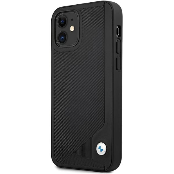 Coque BMW iPhone 12 mini 5,4" noir hardcase Leather Deboss