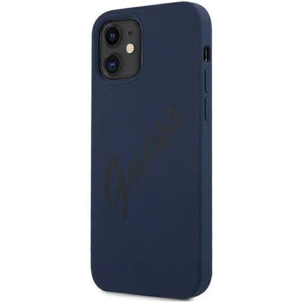 Coque Guess iPhone 12 mini 5,4" bleu hardcase Script Vintage