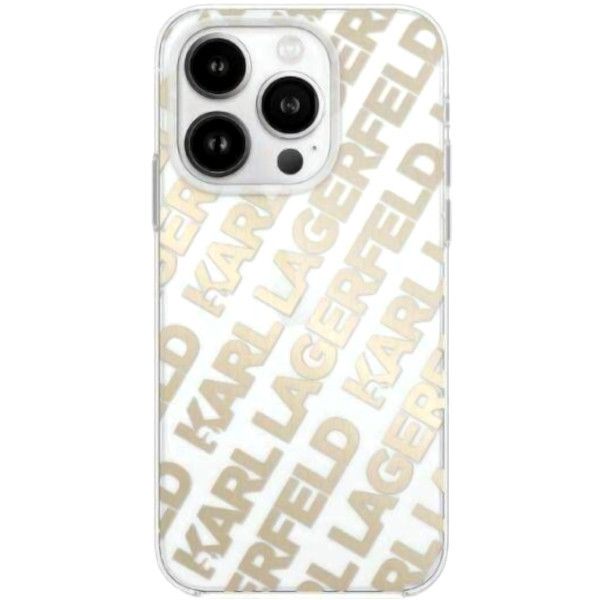 Coque Karl Lagerfeld iPhone 15 Pro Max Gold Hardcase IML Fullover Logo
