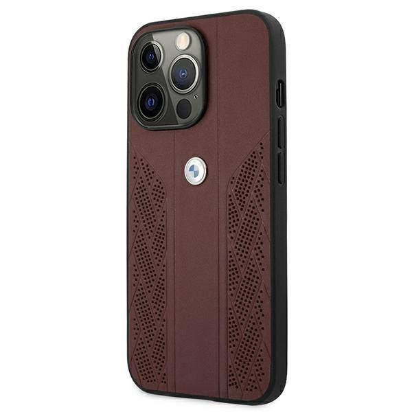 Case BMW iPhone 13 Pro/13 6,1" red hardcase Leather Curve Perforate