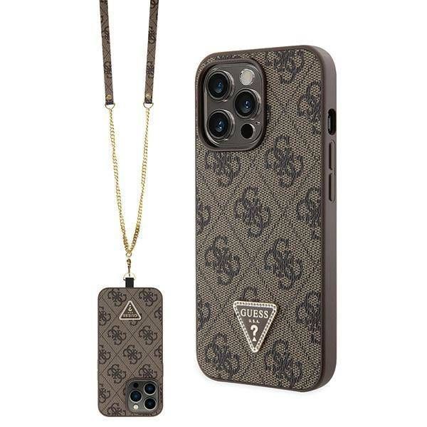 Coque Guess iPhone 13 Pro/13 6.1" marron hardcase Crossbody 4G Metal Logo
