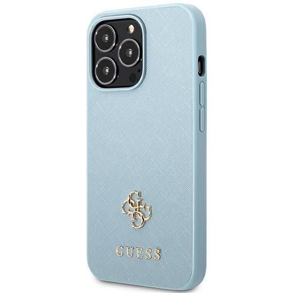 Coque Guess iPhone 13 Pro/13 6,1" bleu hardcase Saffiano 4G Small Metal Logo