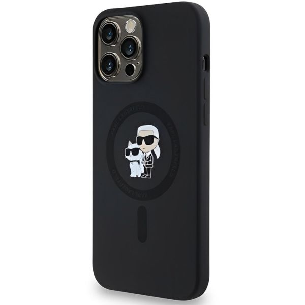 Coque Karl Lagerfeld iPhone 14 Pro Max noir Hardcase Silicone Karl & Choupette Magsafe